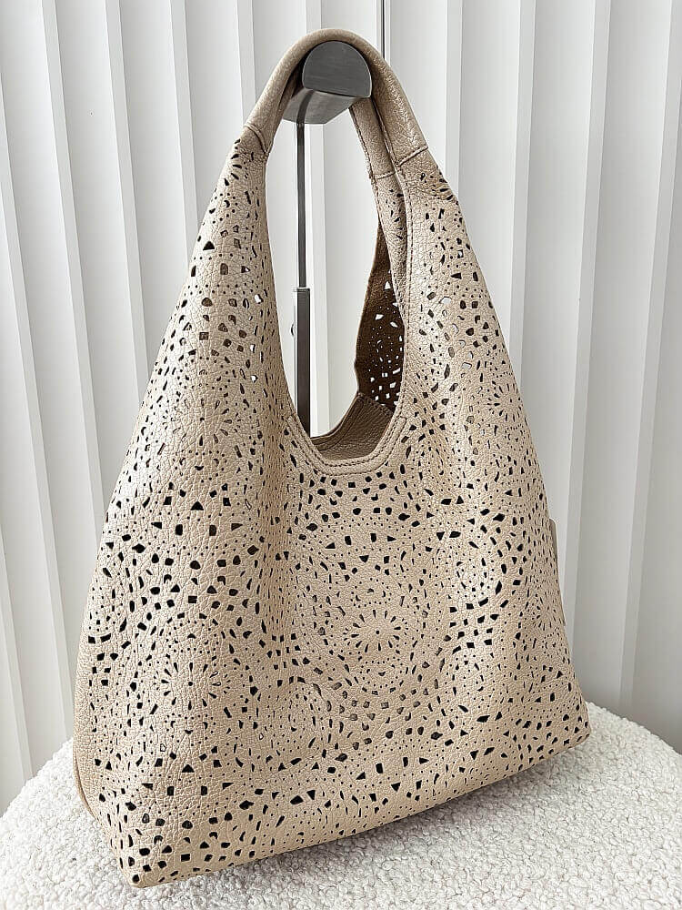 Maxfly torebka shopper na ramię i listonoszka 2w1 złota ażurowa