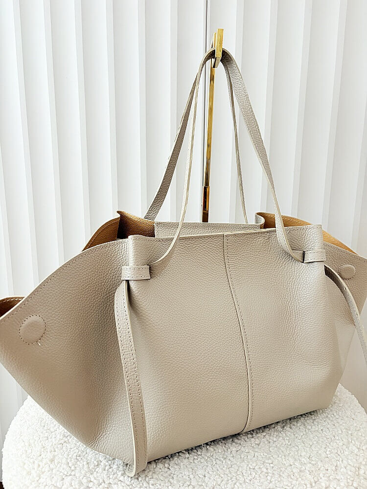 Laura Biaggi torba shopper skórzana beżowa