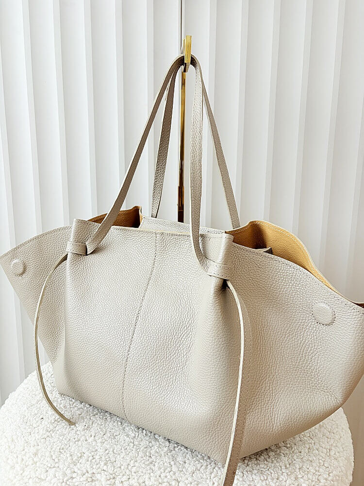 Laura Biaggi torba shopper skórzana beżowa