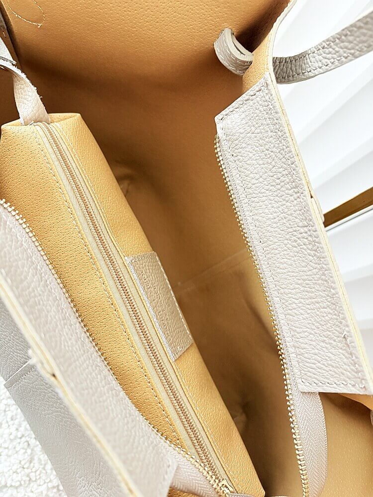 Laura Biaggi torba shopper skórzana beżowa