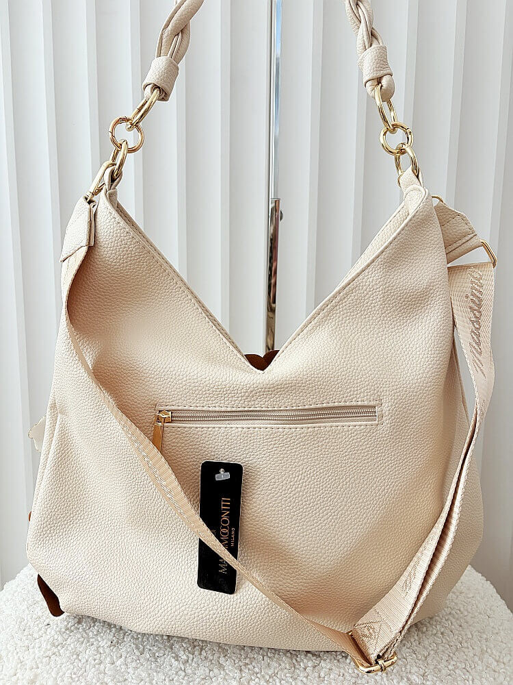 Massimo Contti torba shopper na ramię beżowa kwiaty