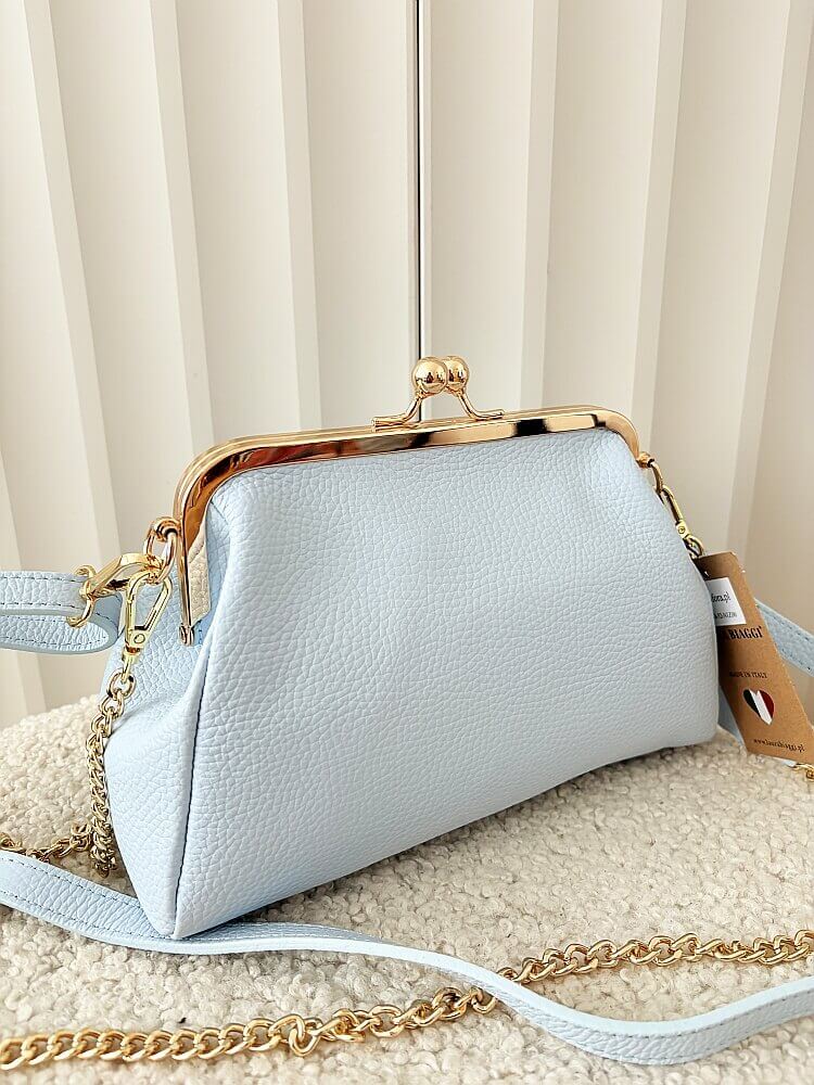 Laura Biaggi torebka listonoszka skórzana niebieska