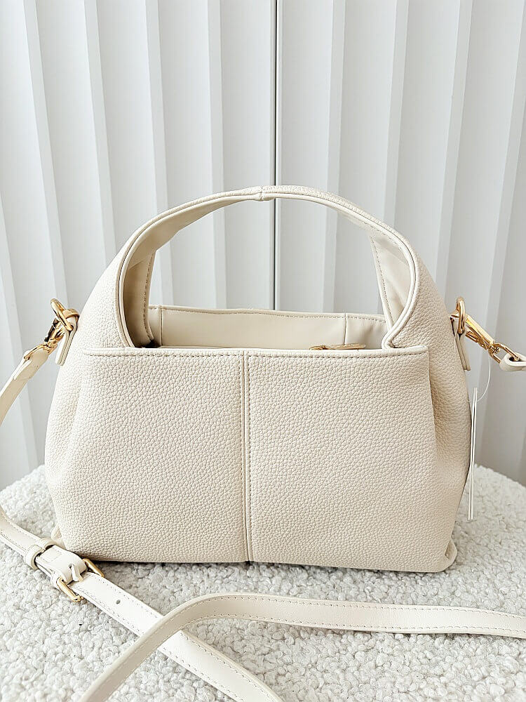 Laura Biaggi torebka mini shopper jasnobeżowa z przeszyciem