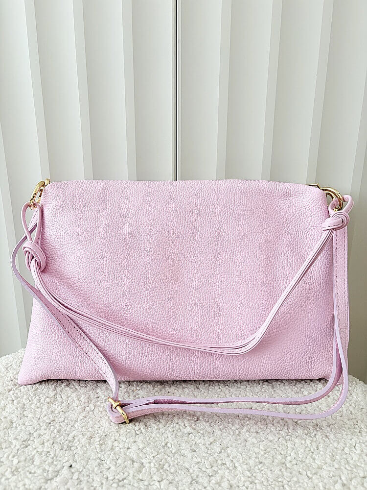 Laura Biaggi skórzana torebka na ramię różowa