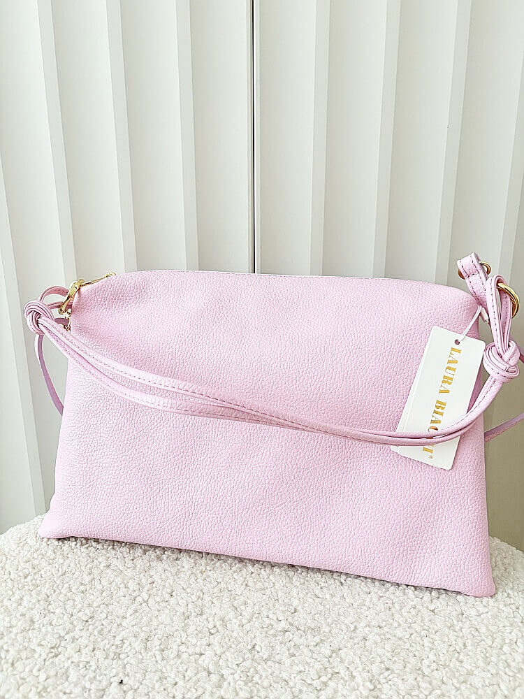 Laura Biaggi skórzana torebka na ramię różowa