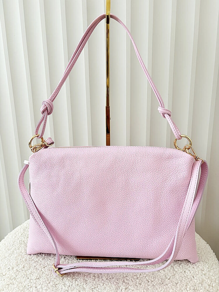 Laura Biaggi skórzana torebka na ramię różowa