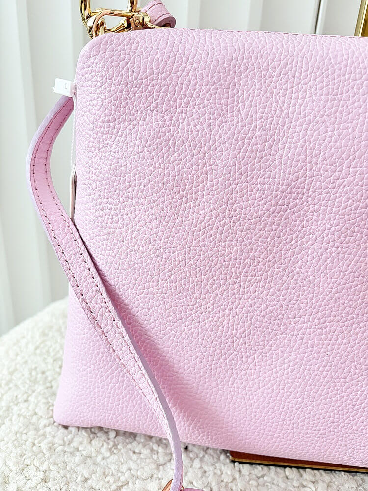 Laura Biaggi skórzana torebka na ramię różowa