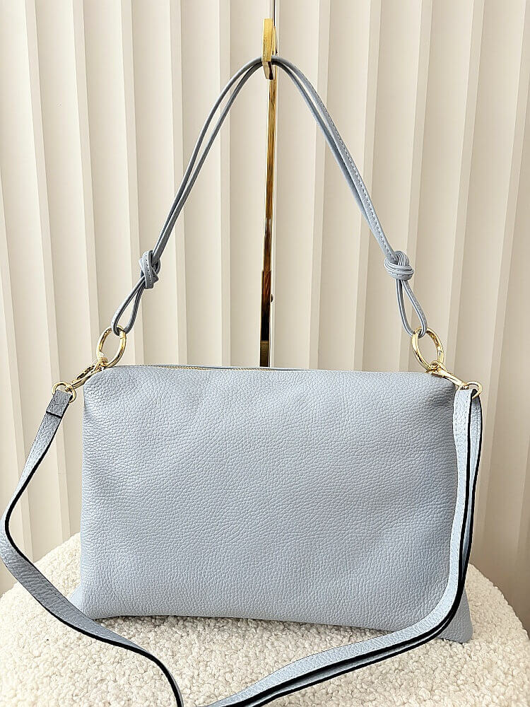 Laura Biaggi skórzana torebka na ramię niebieska