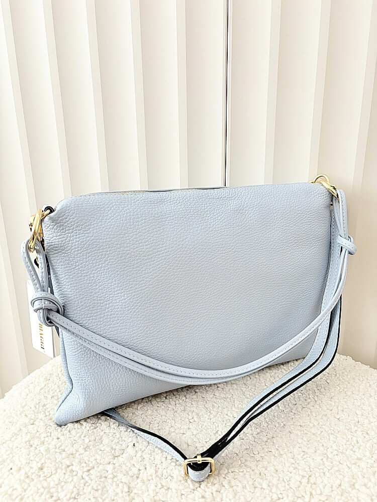 Laura Biaggi skórzana torebka na ramię niebieska