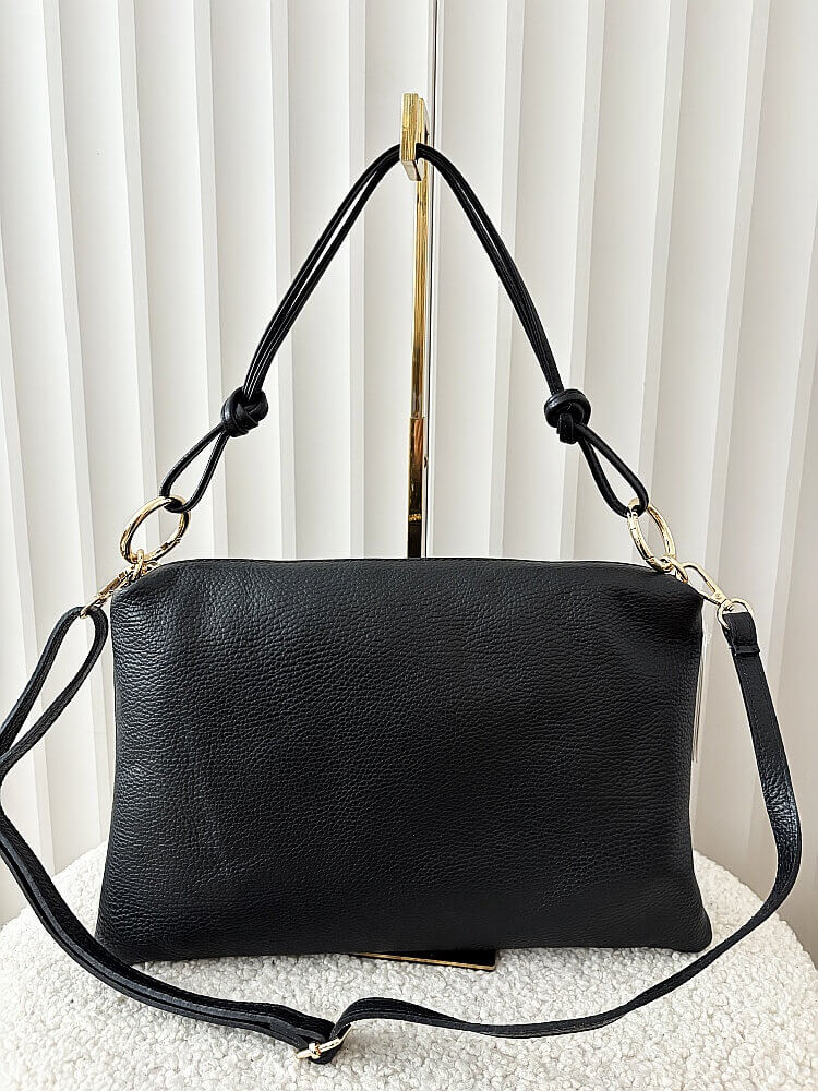 Laura Biaggi skórzana torebka na ramię czarna