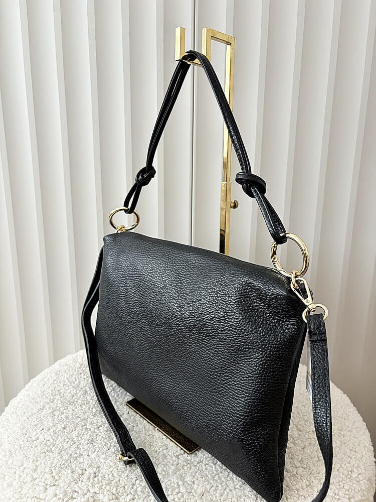 Laura Biaggi skórzana torebka na ramię czarna