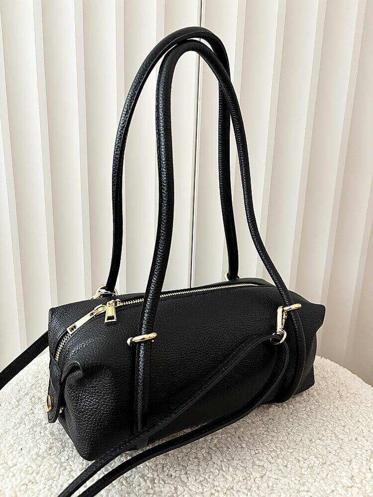 Laura Biaggi torebka kuferek na ramię skórzany czarny