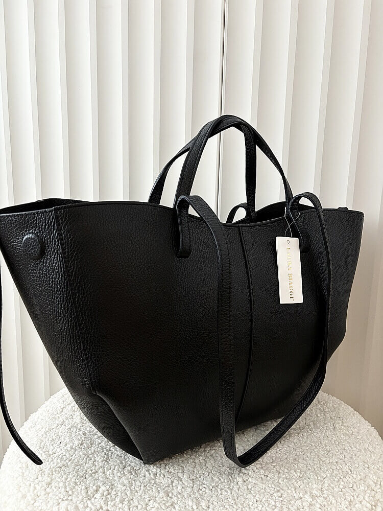 Laura Biaggi torebka shopper skórzana czarna