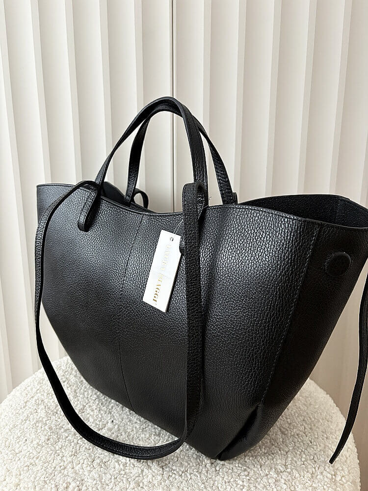 Laura Biaggi torebka shopper skórzana czarna