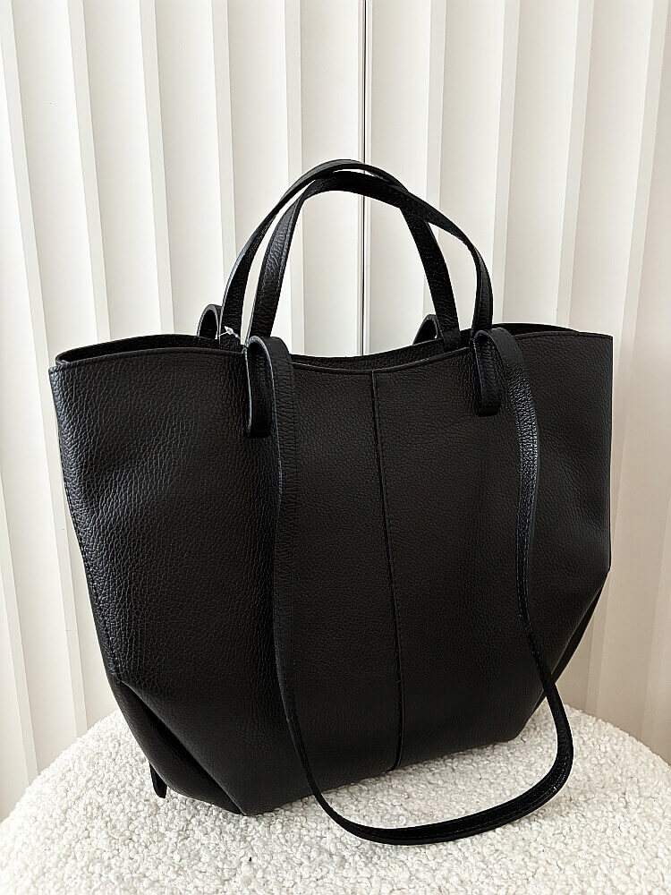 Laura Biaggi torebka shopper skórzana czarna