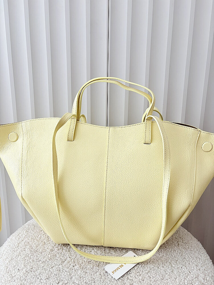 Laura Biaggi torebka shopper skórzana żółta