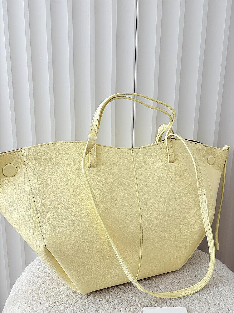 Laura Biaggi torebka shopper skórzana żółta