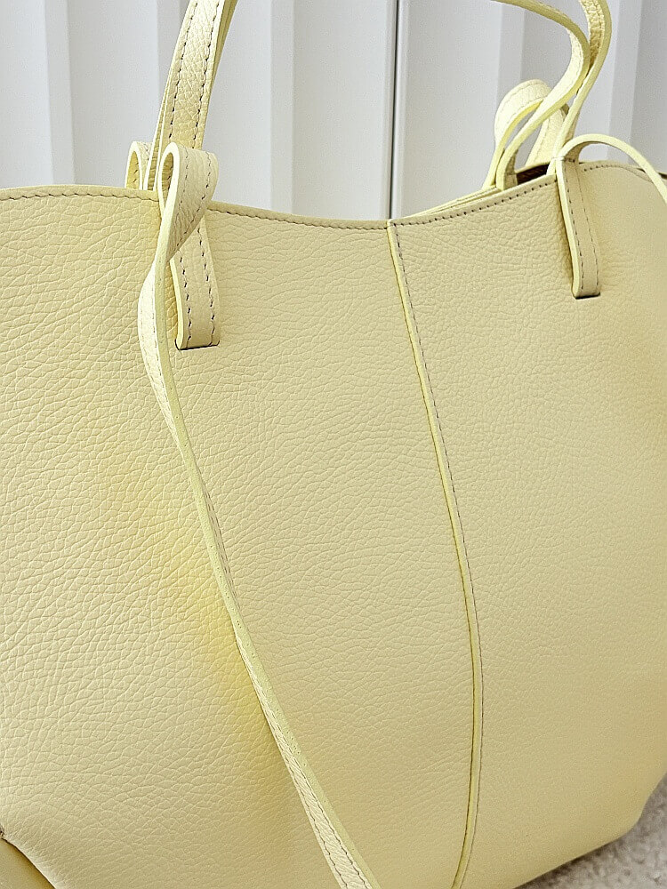 Laura Biaggi torebka shopper skórzana żółta