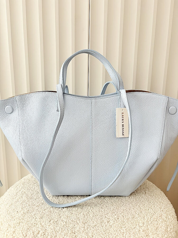 Laura Biaggi torebka shopper skórzana niebieska
