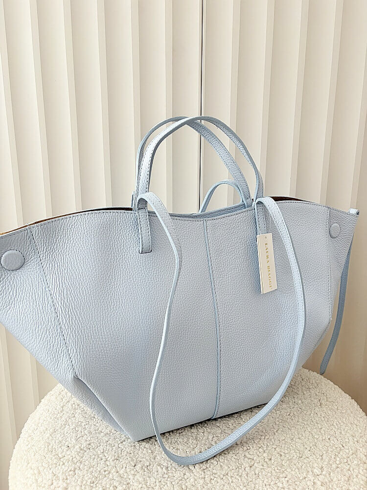 Laura Biaggi torebka shopper skórzana niebieska