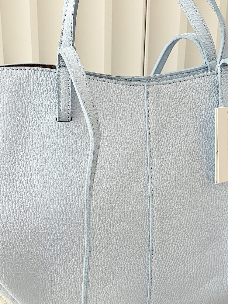 Laura Biaggi torebka shopper skórzana niebieska