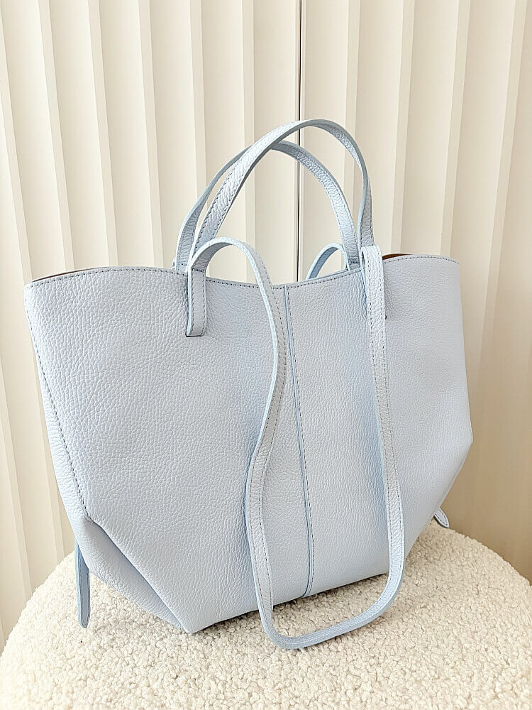 Laura Biaggi torebka shopper skórzana niebieska