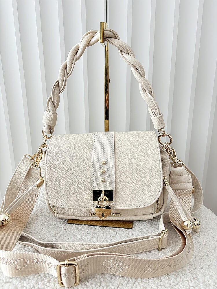 Massimo Contti listonoszka beżowa z klapką serduszko