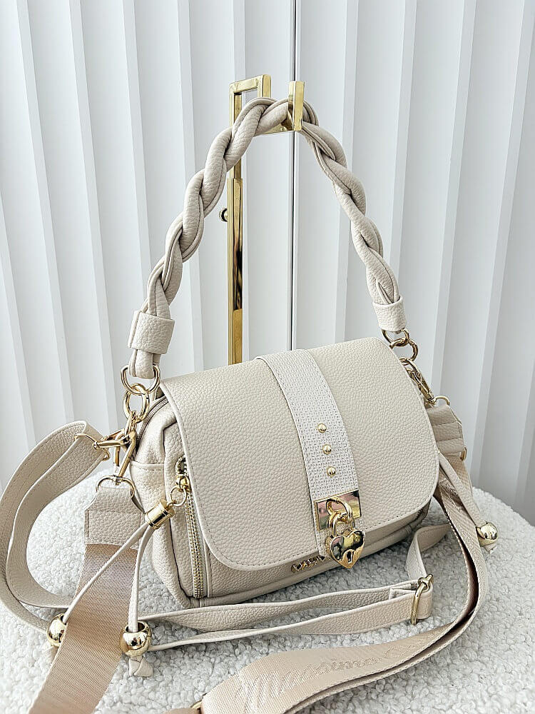 Massimo Contti listonoszka beżowa z klapką serduszko