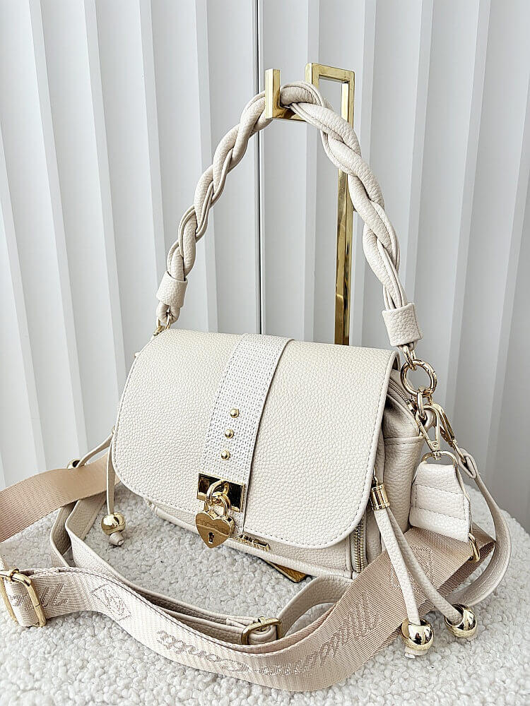 Massimo Contti listonoszka beżowa z klapką serduszko