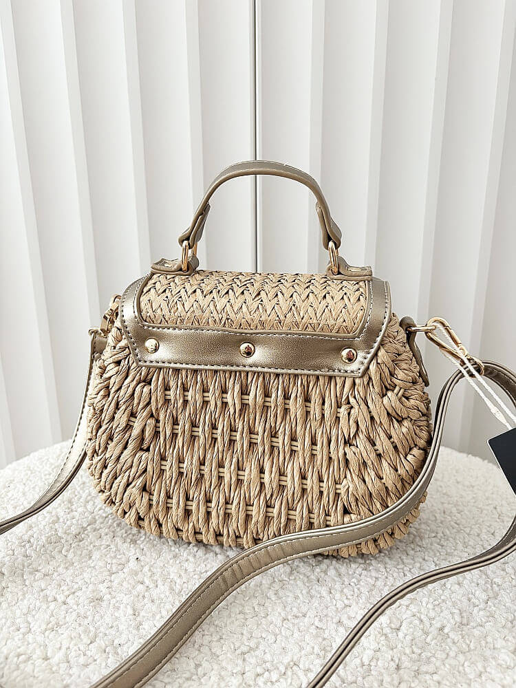 Flora&Co torebka kuferek koszyk beżowy ze złotym