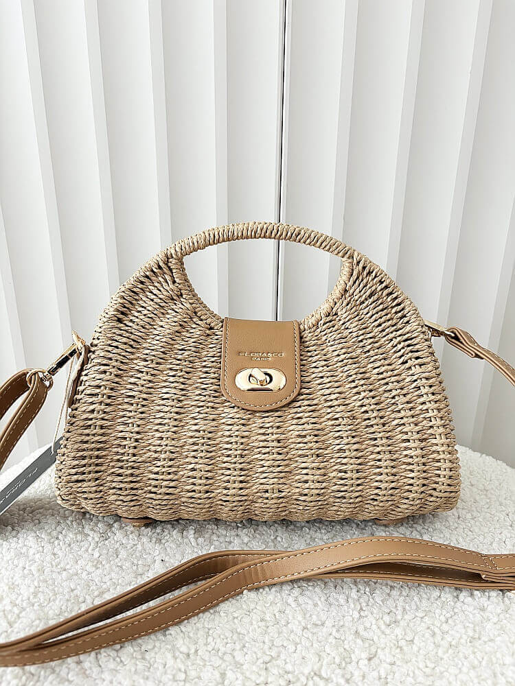 Flora&Co torebka kuferek koszyk beżowy z beżowym