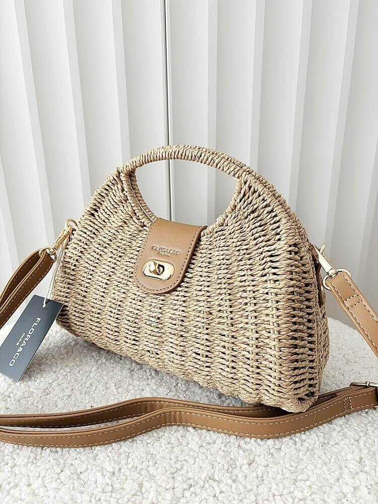 Flora&Co torebka kuferek koszyk beżowy z beżowym