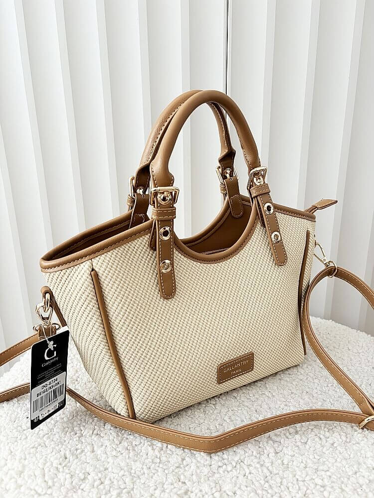 Gallantry torebka mini shopper beżowa plecionka