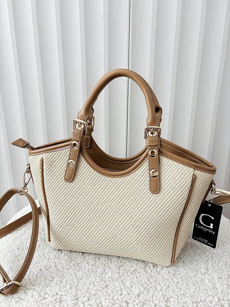 Gallantry torebka mini shopper beżowa plecionka