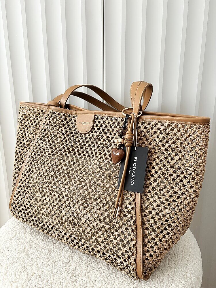 Flora&Co torebka shopper koszyk ciemnobeżowa