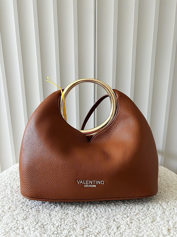 Torebka mini shopperka camelowa z okrągłą rączką