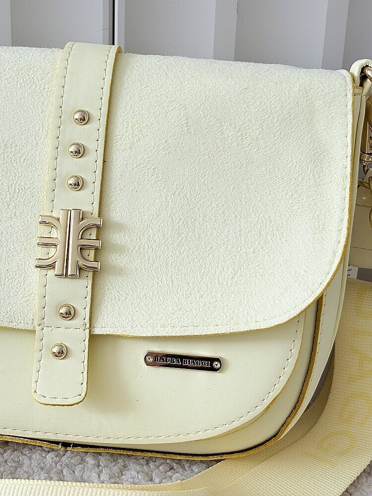 Laura Biaggi torebka listonoszka żółta z klapką ekozamsz 