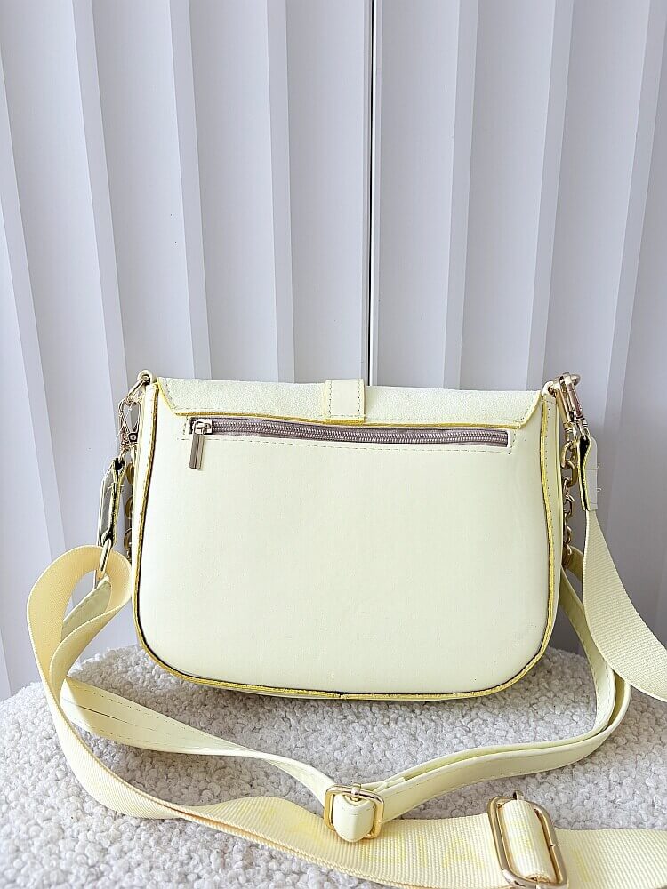 Laura Biaggi torebka listonoszka żółta z klapką ekozamsz 