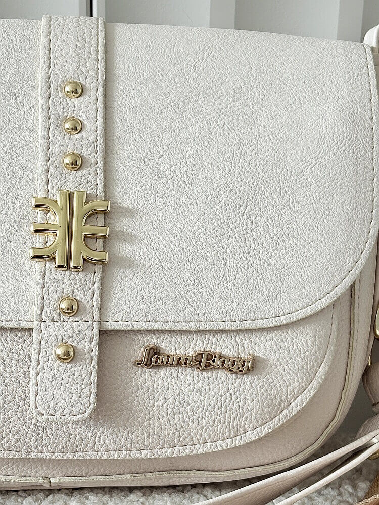 Laura Biaggi torebka listonoszka beżowa z klapką