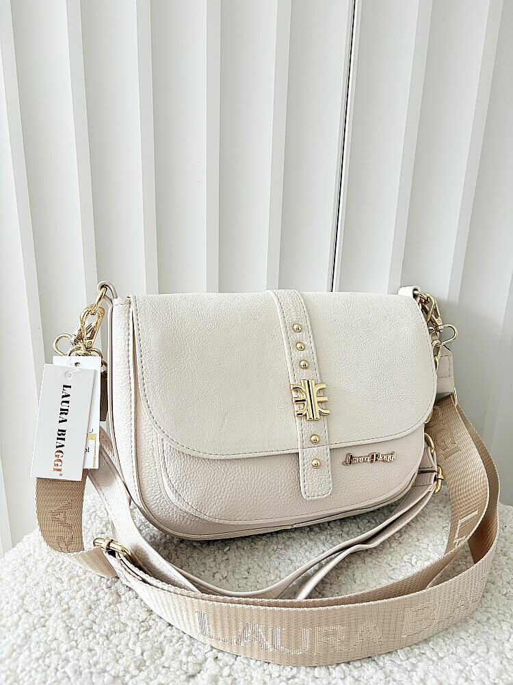 Laura Biaggi torebka listonoszka beżowa z klapką