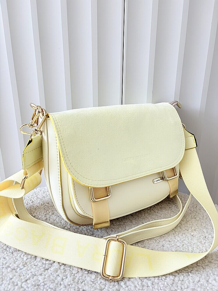 Laura Biaggi torebka listonoszka żółta z klapką ekozamsz