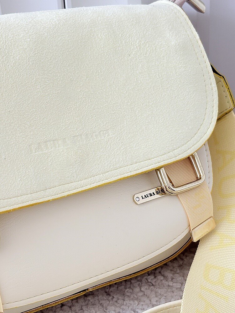 Laura Biaggi torebka listonoszka żółta z klapką ekozamsz