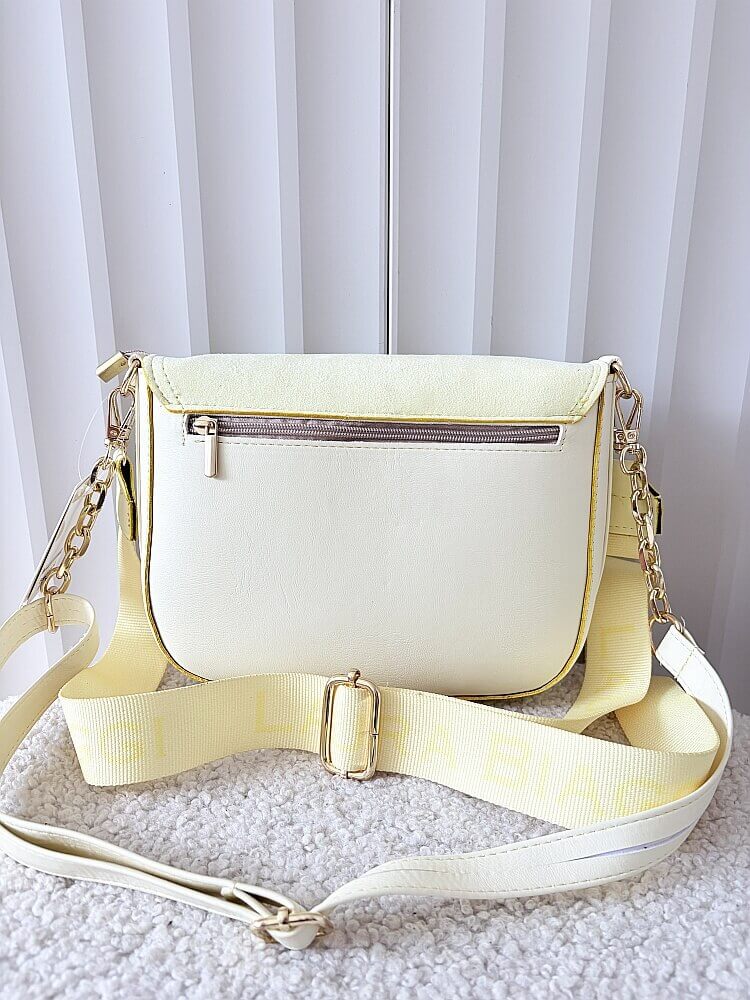 Laura Biaggi torebka listonoszka żółta z klapką ekozamsz