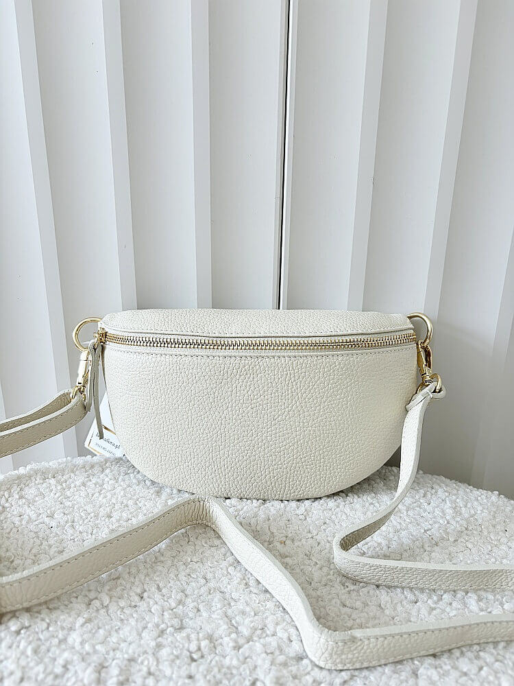 Laura Biaggi torebka nerka skórzana jasnobeżowa