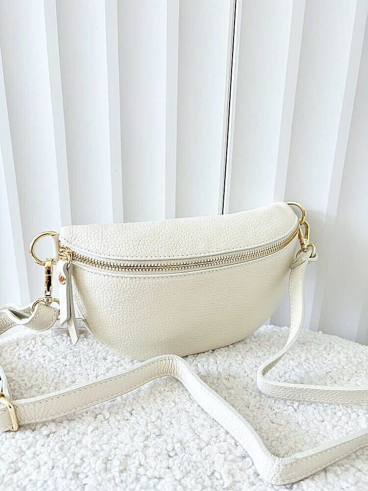 Laura Biaggi torebka nerka skórzana jasnobeżowa