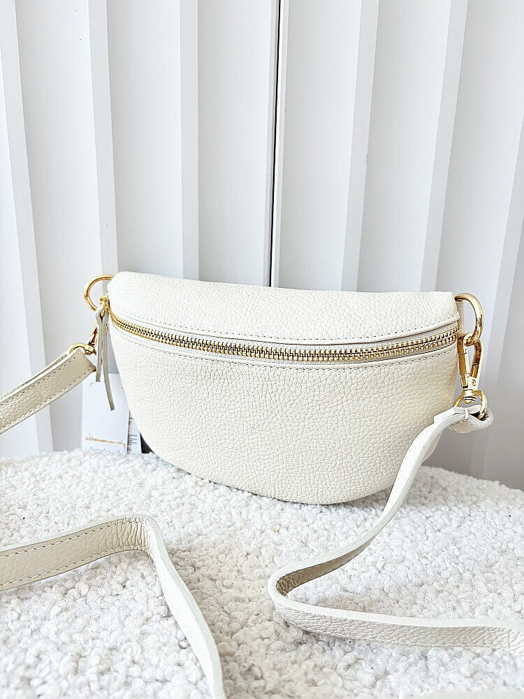 Laura Biaggi torebka nerka skórzana jasnobeżowa