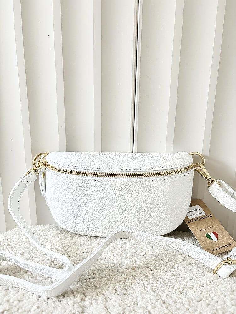 Laura Biaggi torebka nerka skórzana biała