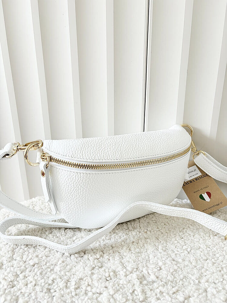 Laura Biaggi torebka nerka skórzana biała