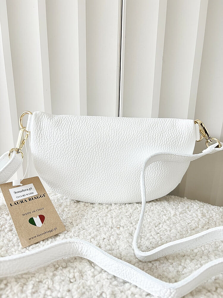 Laura Biaggi torebka nerka skórzana biała