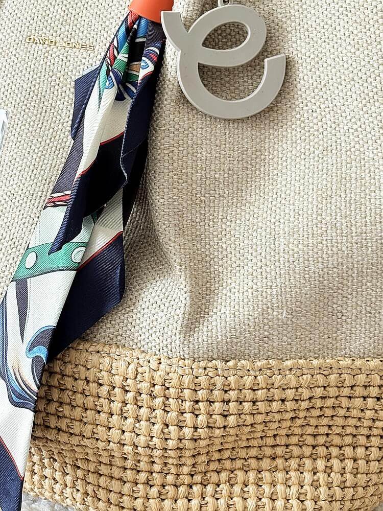 David Jones torba shopper na ramię beżowa plecionka